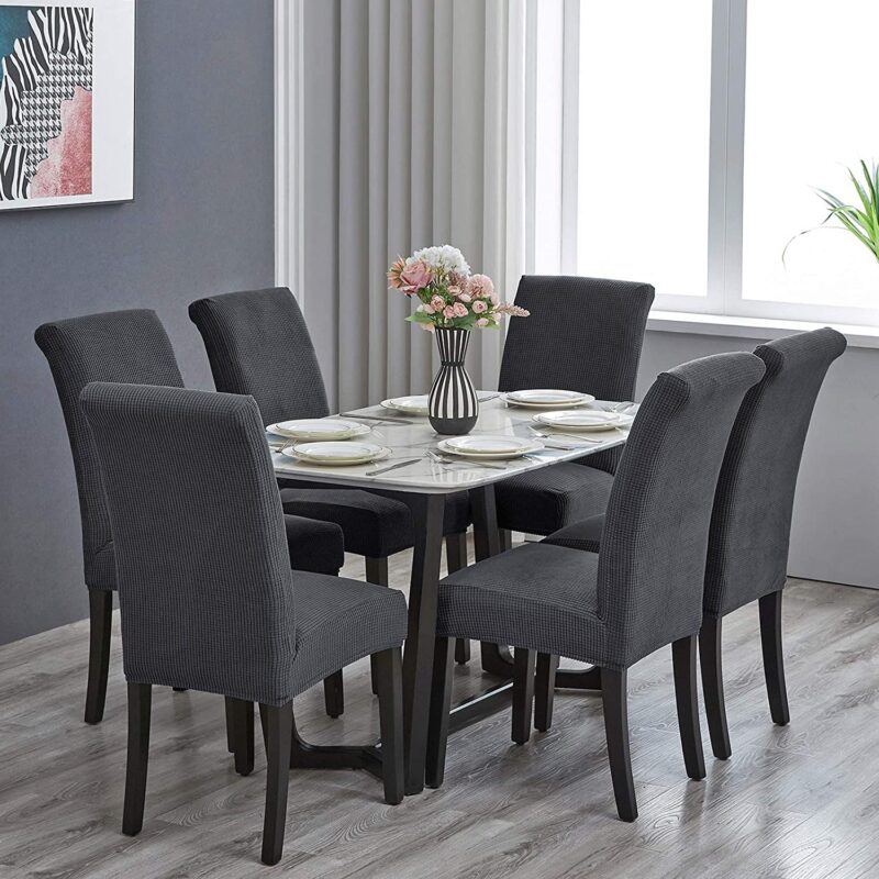Set huse elastice, 6 scaune HS05, Gri inchis, 55 x 45 cm