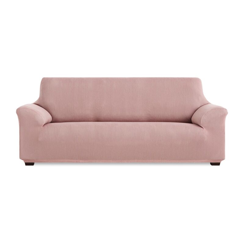 Husa canapea 4 locuri Sofazip Mondo, Lungime intre 220 - 250 cm, Elastica, Roz