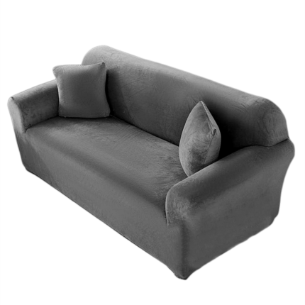 Husa canapea din catifea, pentru 2 persoane, CATI03-2, gri inchis, 140-180 cm