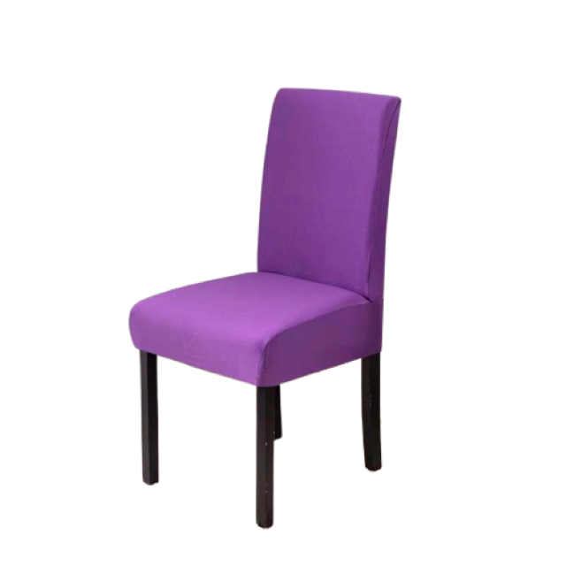 Set 6 huse pentru scaune, Poliester cu Elastan, Uni, Mov
