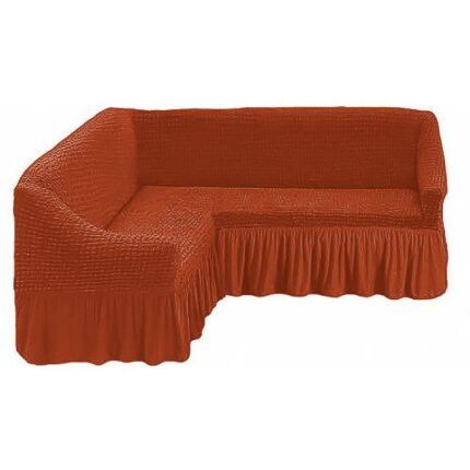 Husa coltar bumbac elasticizat - Model Uni Caramiziu