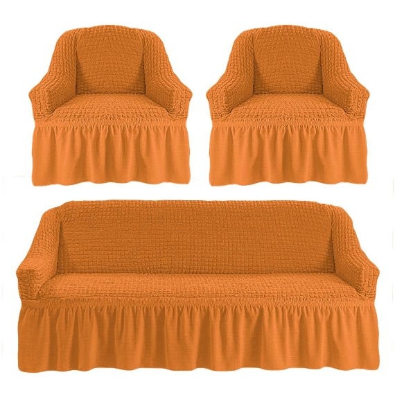 Set huse pentru canapele 3 locuri si 2 fotolii, mustar, elastica