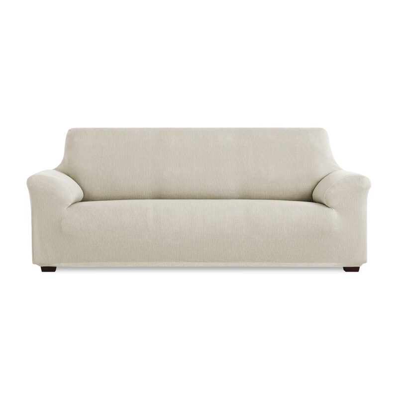 Husa canapea 4 locuri Sofazip Mondo, Lungime intre 220 - 250 cm, Elastica, Bej Ivory