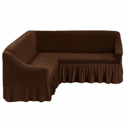 Husa canapea tip coltar elastica si creponata, culoaremaro, Artforhome