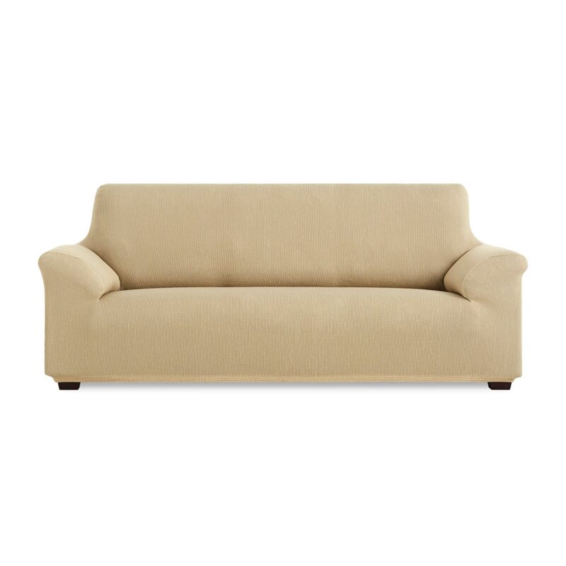 Husa canapea 3 locuri Sofazip Mondo, Lungime intre 180 - 220 cm, Elastica, Bej Inchis