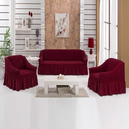 Set 3 huse 311, pentru canapele 3 locuri si 2 fotolii - Model Uni Grena