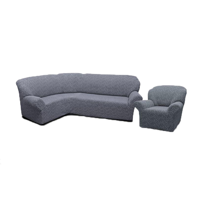 Set huse pentru coltar si 1 fotoliu, Jacquard, cenusiu