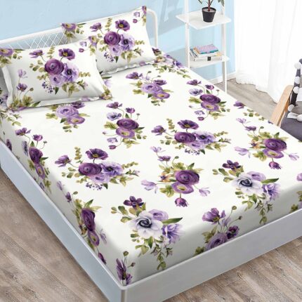Set husa de pat Finet Elegance + 2 fete perna pentru saltea de 180x200 cm, Mov, HF2FP20