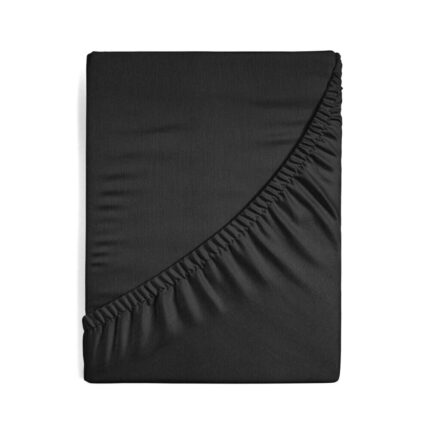 Cearceaf de pat cu elastic Eurofirany Design91, Bumbac, 160x200 cm, Negru