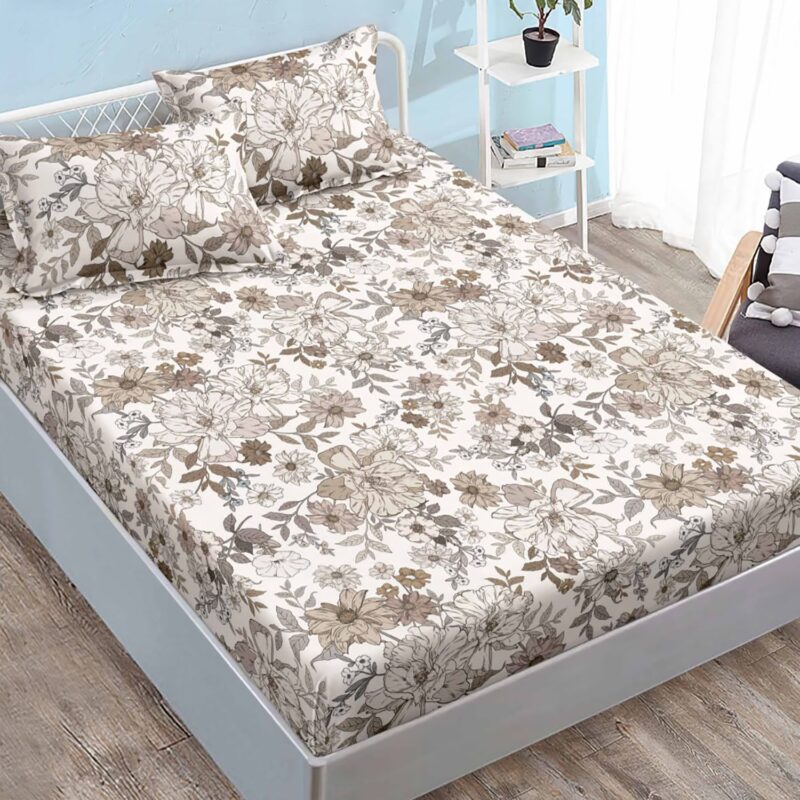 Set husa de pat Finet Elegance + 2 fete perna pentru saltea de 180x200 cm, Bej, HE19