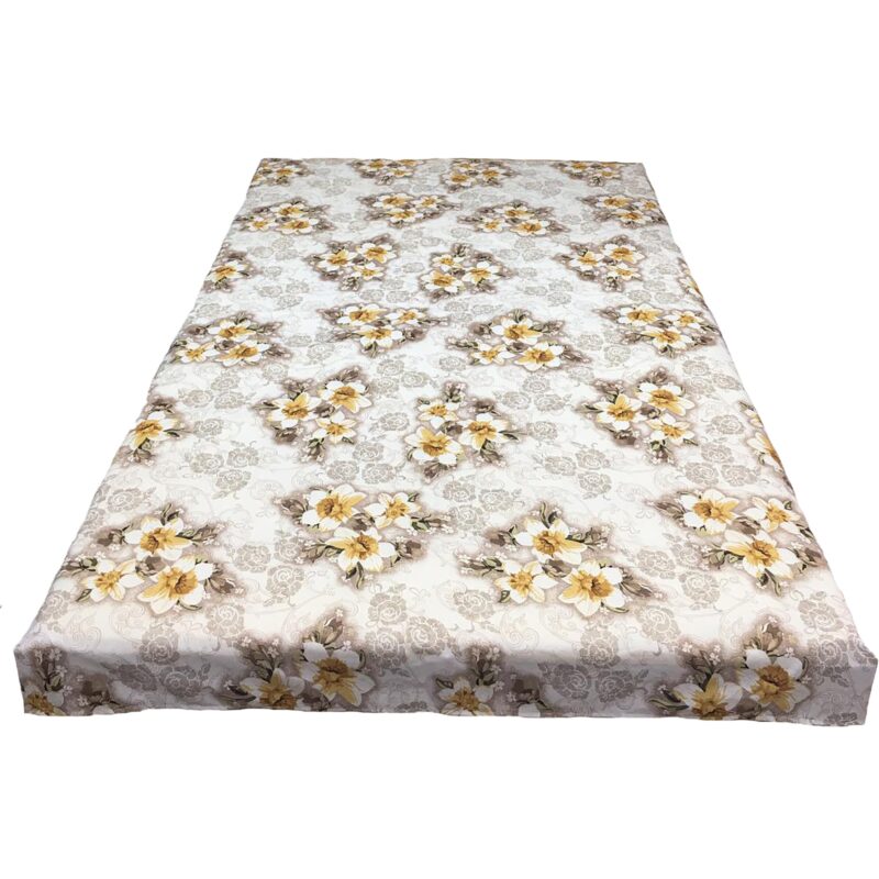 Cearceaf alb/bej 240x215cm pat mediu, pentru saltea intre 160-180cm, "Flower Bouquet" din bumbac 100% by Liz Line - C240183