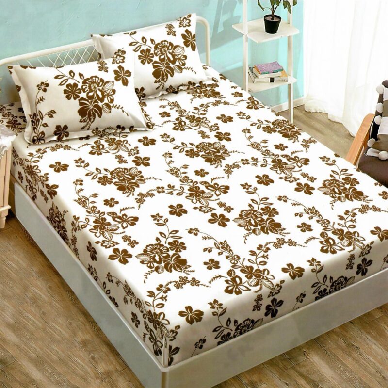 Set husa de pat Finet Elegance + 2 fete perna pentru saltea de 180x200 cm, Maro, HF2FP23