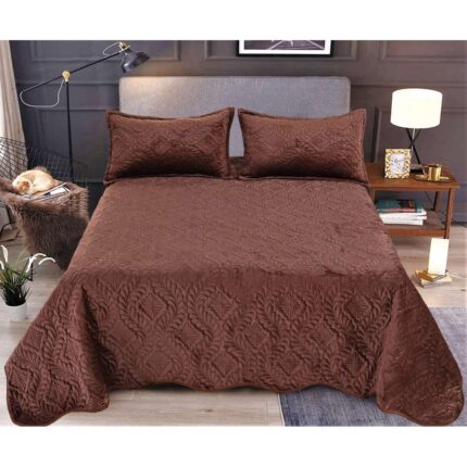 Set cuvertura catifea pentru pat si 2 fata perna Family Design, CUV11, 220x240cm